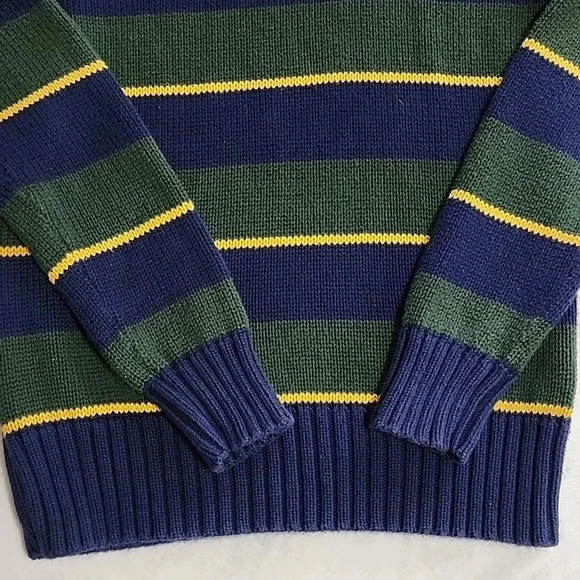 Boys Polo by Ralph Lauren Striped Knit Sweater, Blue/Green, Size 12/14, PreOwned - Picture 4 of 7